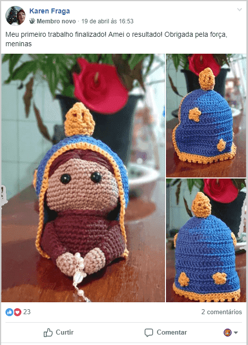 Amigurumi de nossa senhra de aparecida.
